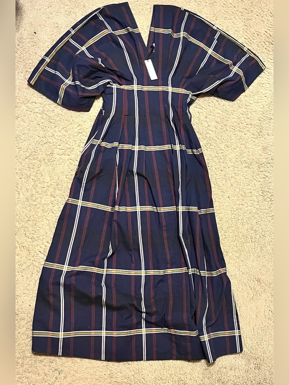BANANA REPUBLIC PLAID PLEATED COTTON MAXI DRESS - Picture 8 of 8